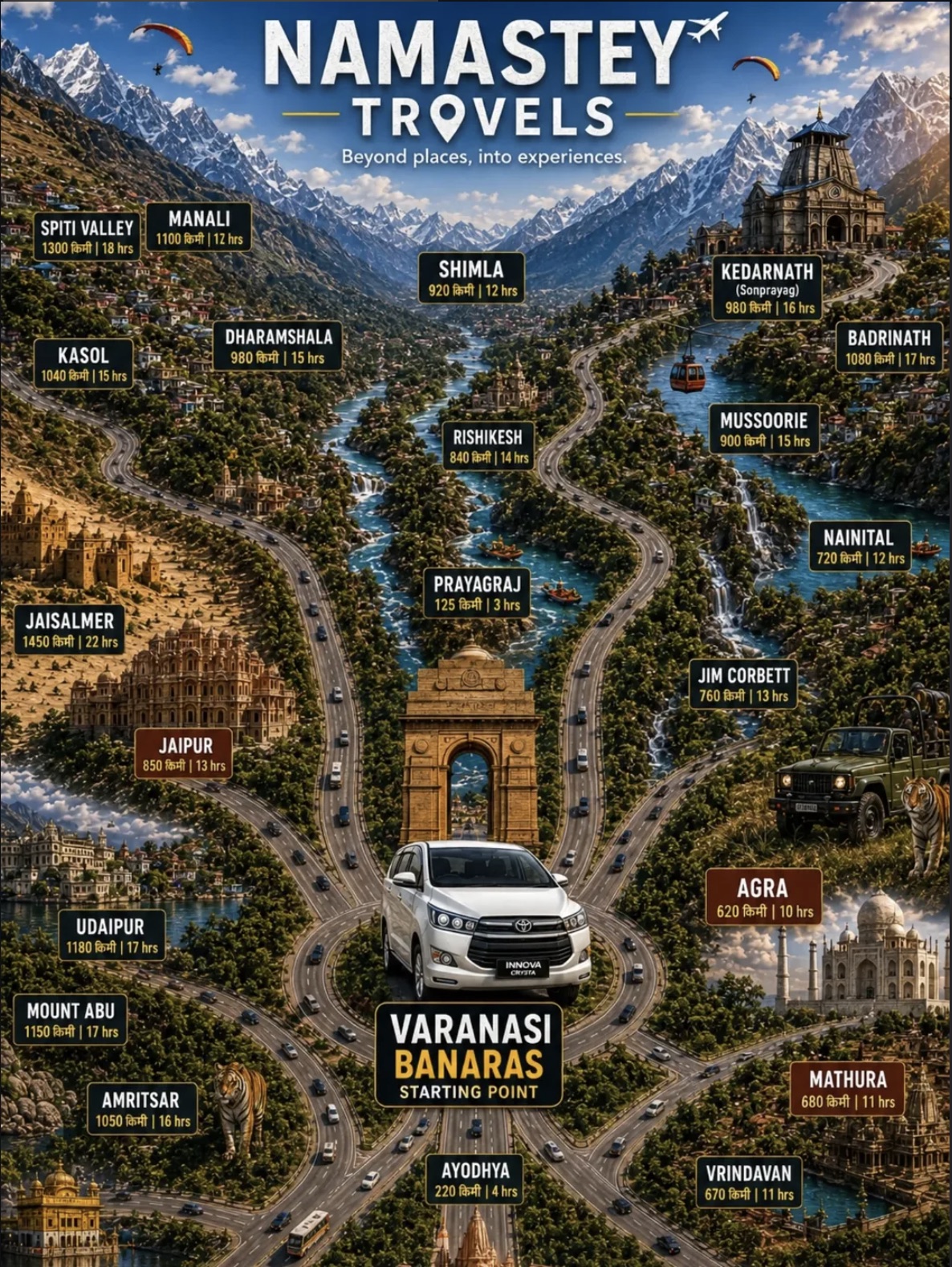 Golden Triangle multi-city tour route